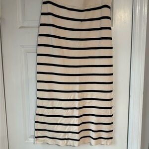 H&M Black and Cream Striped Knit Pencil Skirt